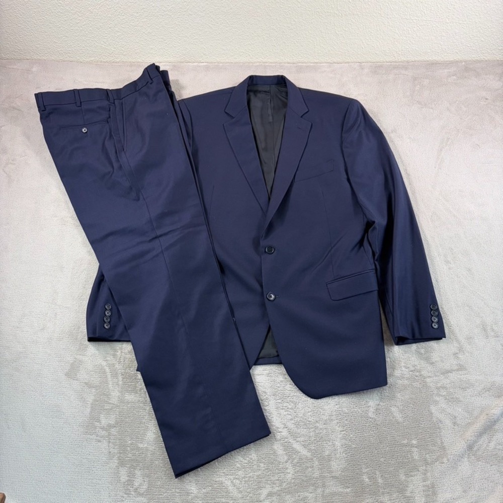 Vintage Brooks Brothers Custom Tailored Suit Men 46L Navy Wool Pants 34x30.5 USA
